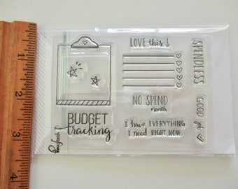 Budget Tracking clear cling stamp set -  Evelin T Designs, Pink Fresh Studio, sayings