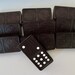black wood dominoes with globe - 10 pieces, wooden game pieces, tiles, world, vintage 