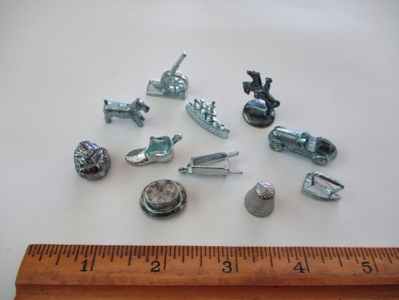 11 Vintage Monopoly Game Markers - Scottie Dog, Race Car 11 Vintage Monopoly Game Markers - Scottie Dog, Race Car