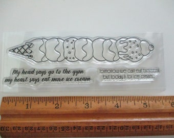 I Love Ice Cream clear cling stamp set - ice cream cone, sayings