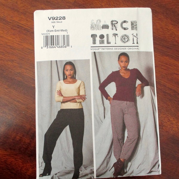 Vogue uncut Pattern V9228 - Marcy Tilton, designer, tapered pants, loose fitting, size Y, small, medium, large