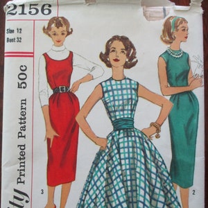 60s Simplicity Pattern 2156 - uncut, unused, size 12, retro, round neckline, circular skirt, straight skirt, sleeveless, jumper