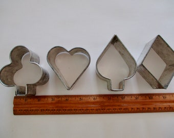 collection of vintage Aluminum Card Suits COOKIE CUTTERS -heart-spade-diamond-club