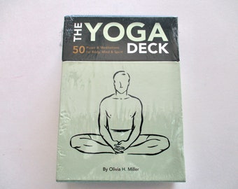 new The Yoga Deck, 50 cards with poses, meditations, mind and spirit, unused, sealed in box, Olivia Miller, vintage