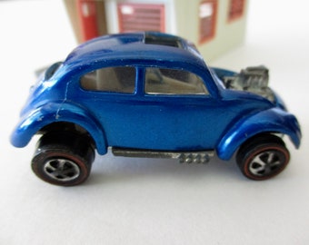 1967 Hot Wheels die cast car - red line, Custom Volkswagen, metallic blue, toy car, vintage