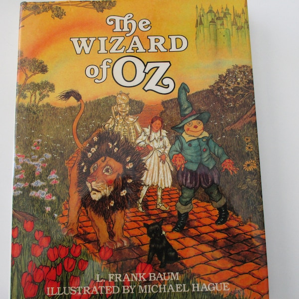 The Wizard of Oz - 80s hardcover book, L. Frank Baum, illustrated by Michael Hague, vintage