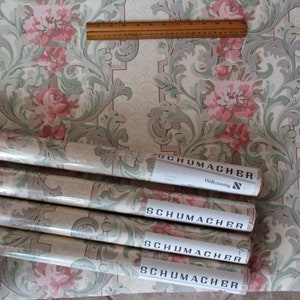 vintage Schumacher vinyl wallpaper - 5 rolls - FREE SHIPPING, new in package, wallcovering, floral #506921