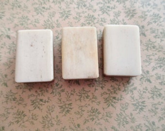 3 antique Mah Jongg bone and bamboo tiles - Chinese, ancient game, Asian, jewelry making, blank tiles, soaps, vintage