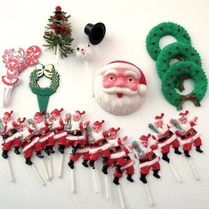 Vintage Cake Decorations: Christmas, Santa, wreaths, cupcakes