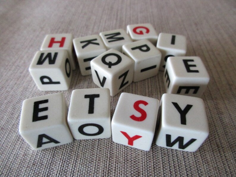 Dice 13 pieces game letters alphabet words assemblage Etsy
