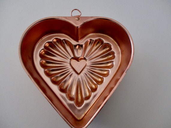 Copper Colored Aluminum HEART Mold 2.75 Cup, Jello, Heart Cake Pan 