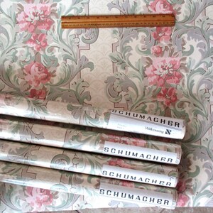 Vintage Schumacher Floral Vinyl Wallpaper - 5 Rolls