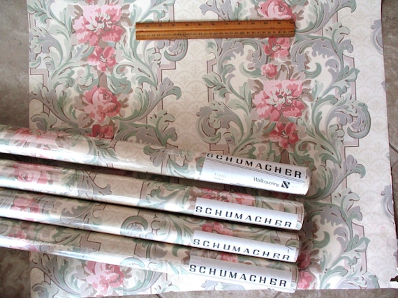 Vintage Schumacher Floral Vinyl Wallpaper - 5 Rolls