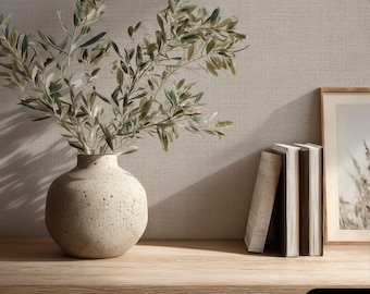 Woven Texture Greige Wallpaper | Linen Look, Peel Stick or Traditional