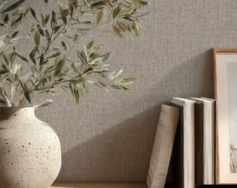 Seagrass Look Wallpaper | Natural Beige Grasscloth Texture (Peel and Stick or Traditional)