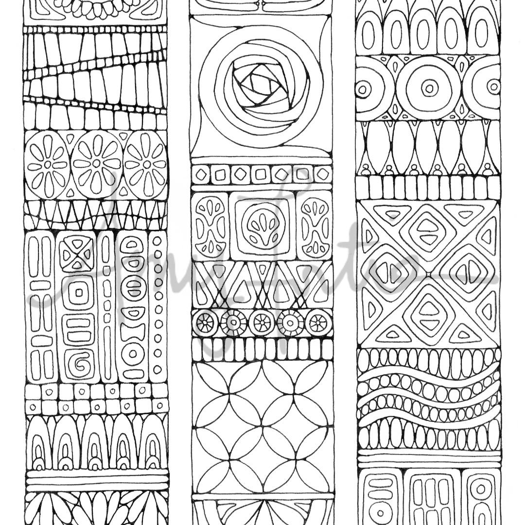 Three Columns Coloring Poster - Hand Drawn Design, 11 X 17 Inch, 80 ...