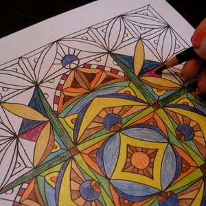 Kaleidoscope coloring pages | 8 x 10 patterns | 20 printable PDF images | Digital download