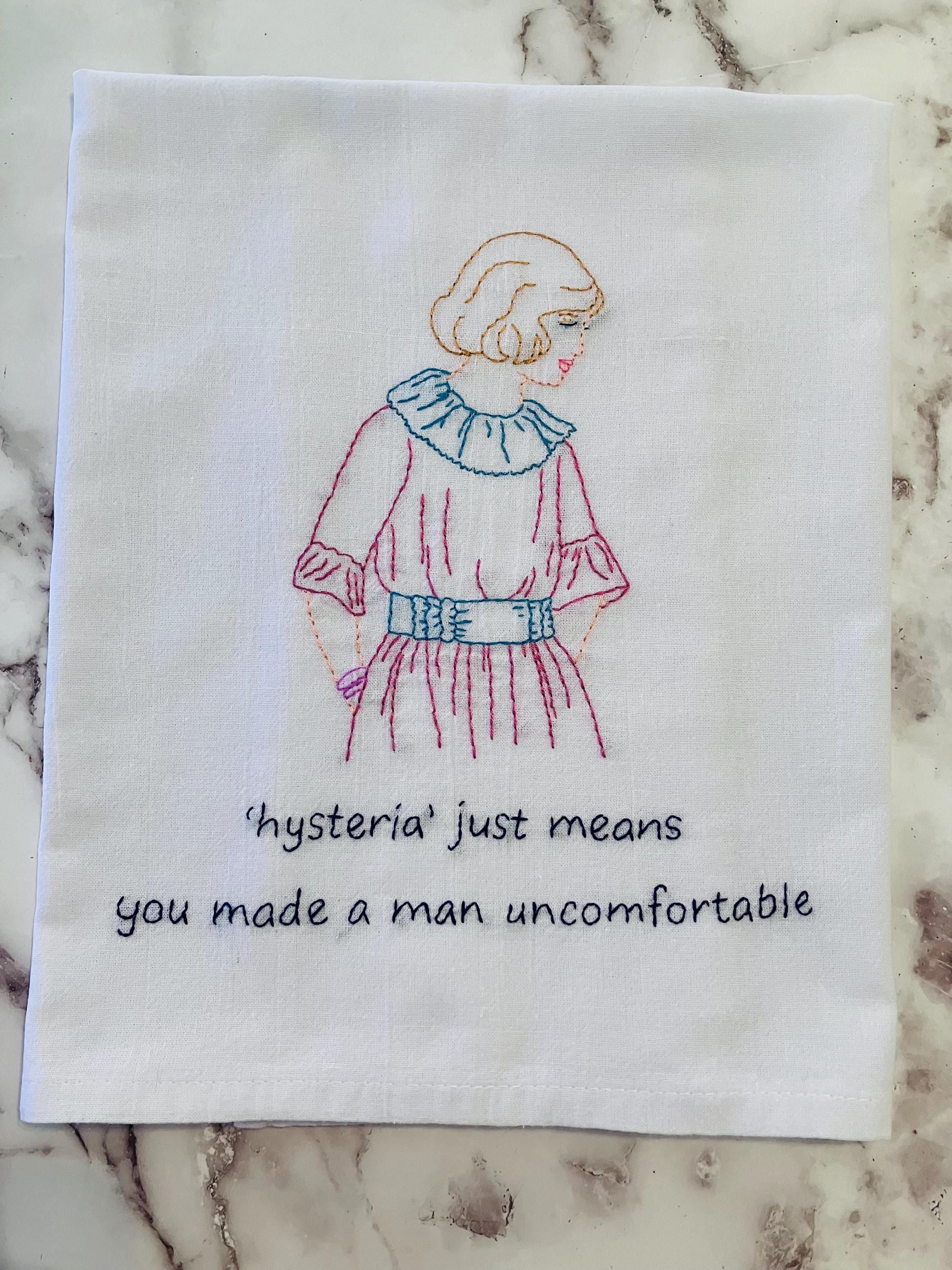 Hysteria Hand Embroidered Flour Sack Dish Towel - Thumbnail 4