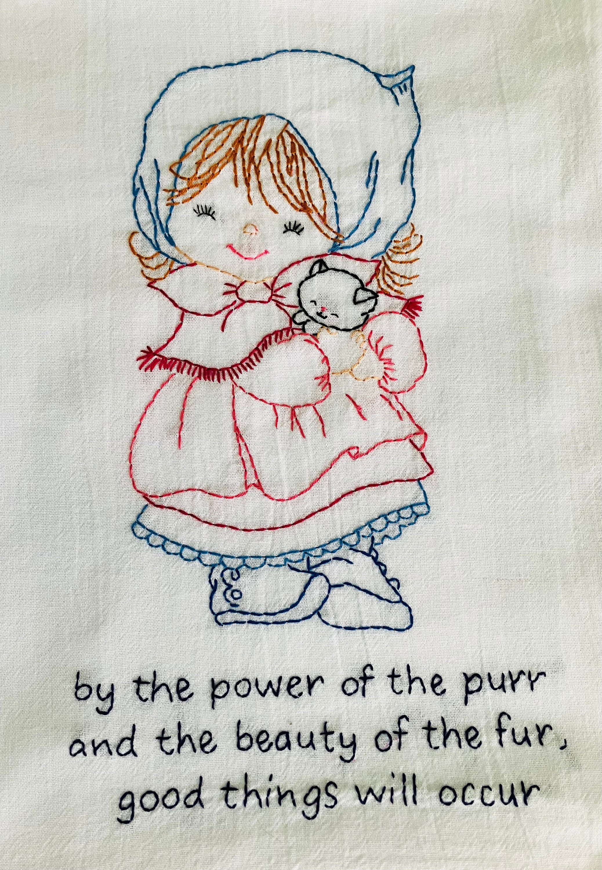 Good Things Hand Embroidered Flour Sack Dish Towel 28x28 - Thumbnail 5