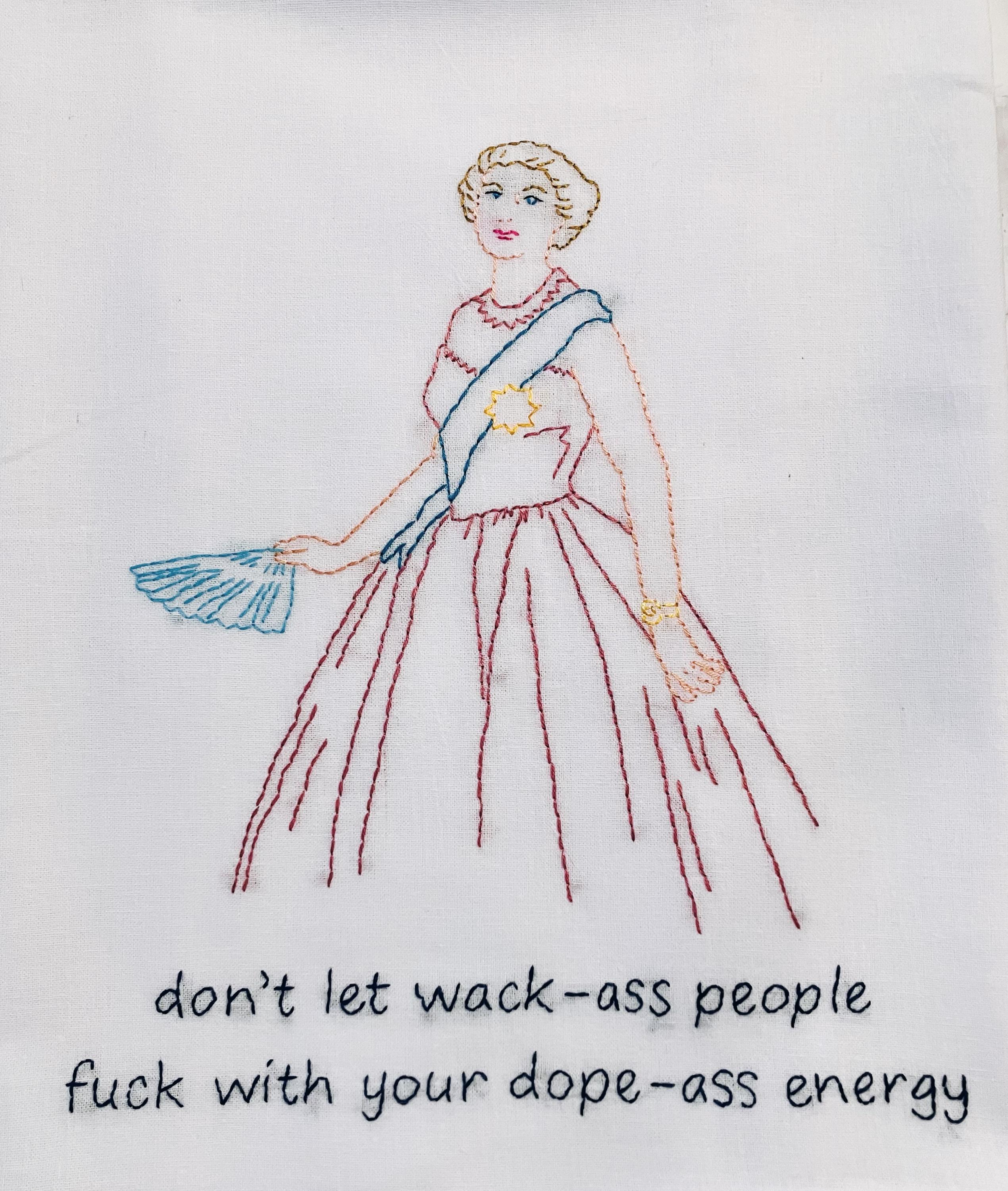 Dope-a55 Energy Hand Embroidered Flour Sack Dish Towel