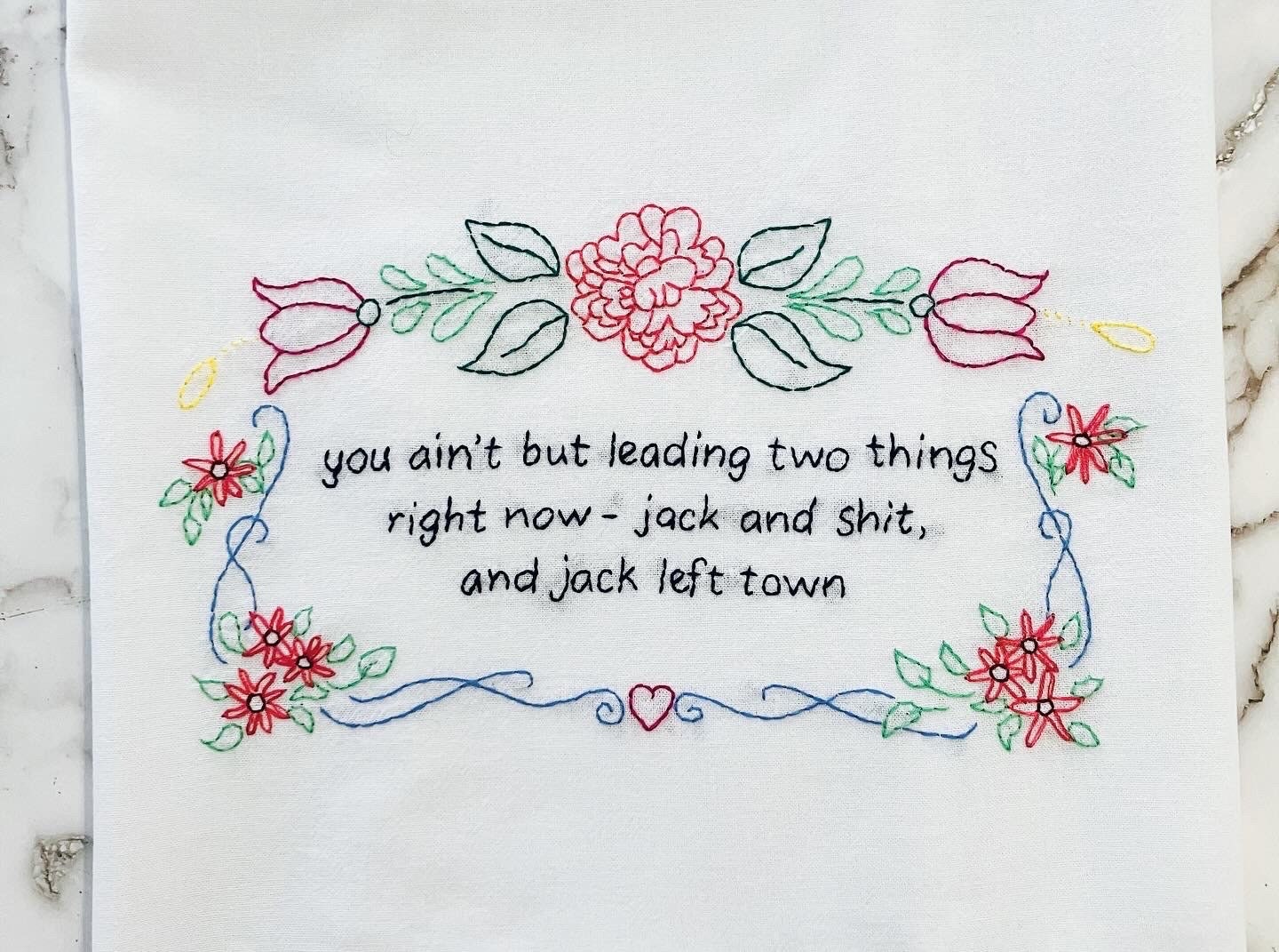 Jack Embroidered Flour Sack Dish Towel 28x28 - Image 1