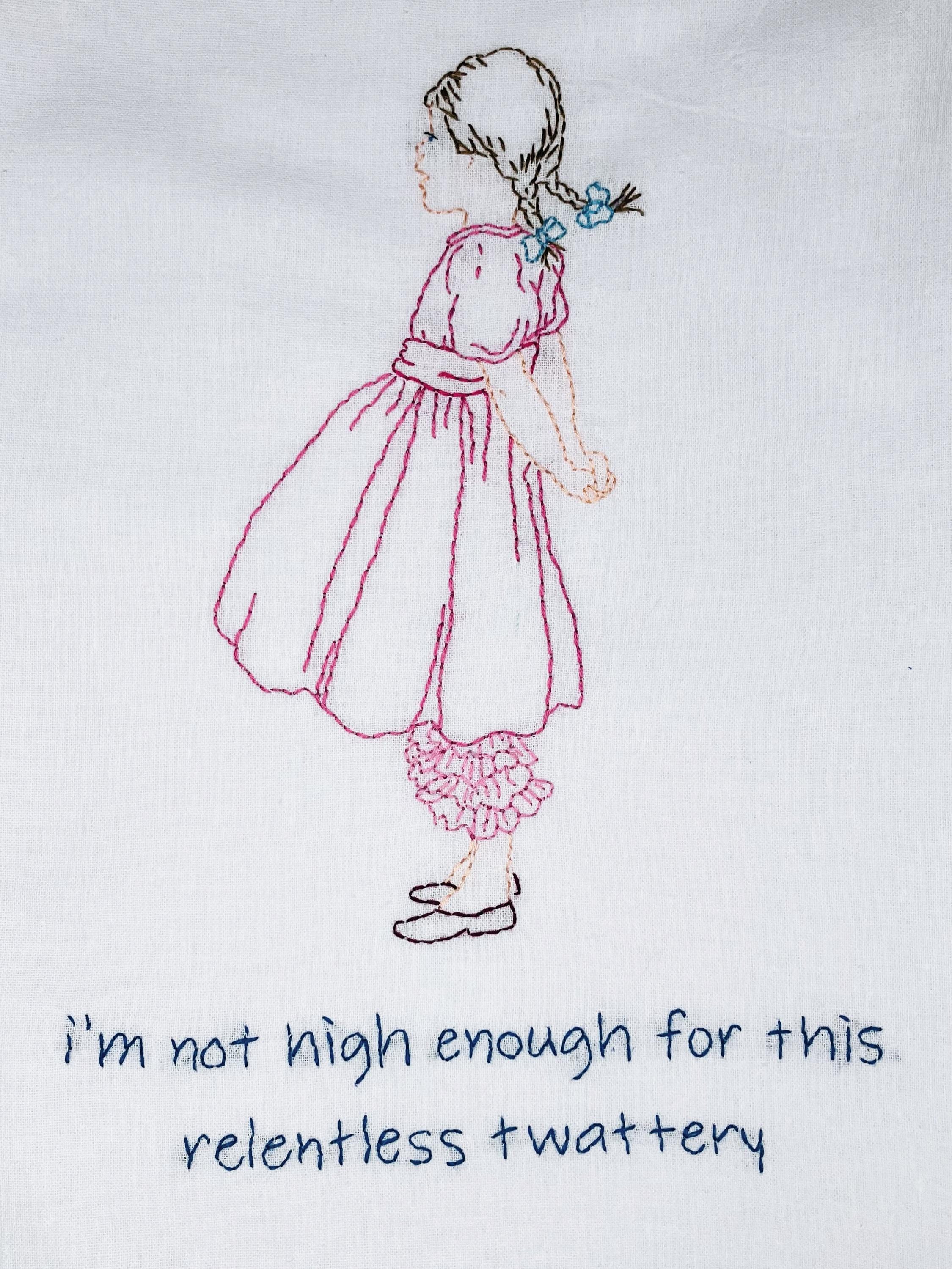Relentless Twattery Hand Embroidered Flour Sack Dish Towel