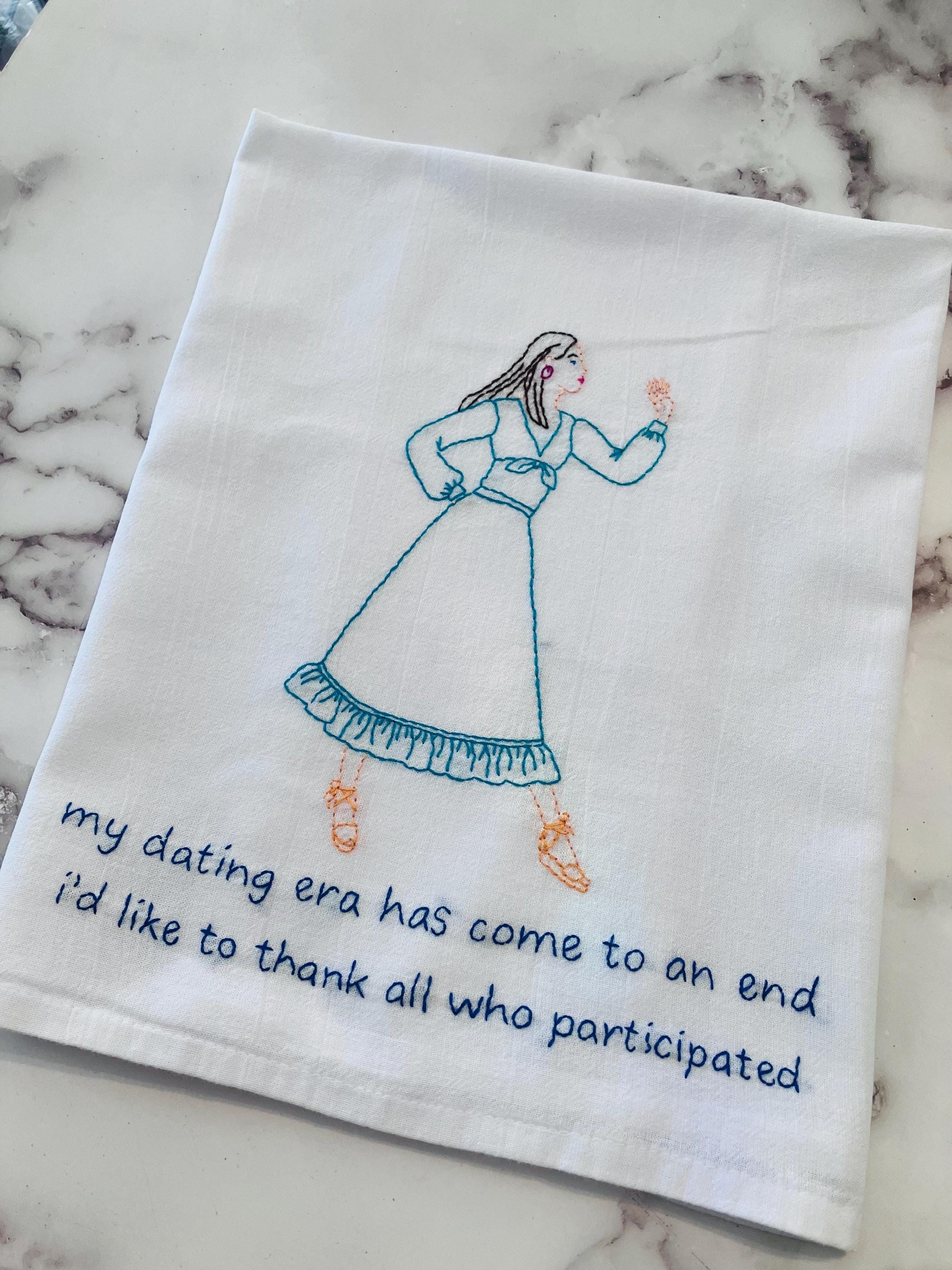 I Refuse To Die Hand Embroidered Flour Sack Dish Towel - Thumbnail 5