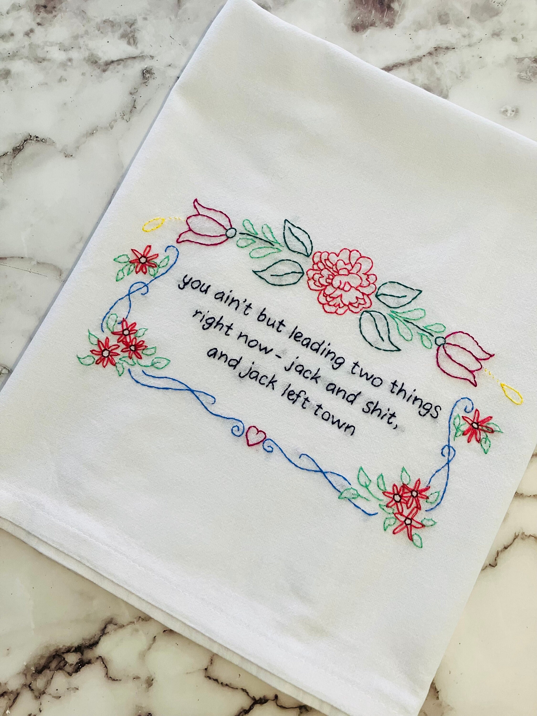 Jack Embroidered Flour Sack Dish Towel 28x28 - Thumbnail 4