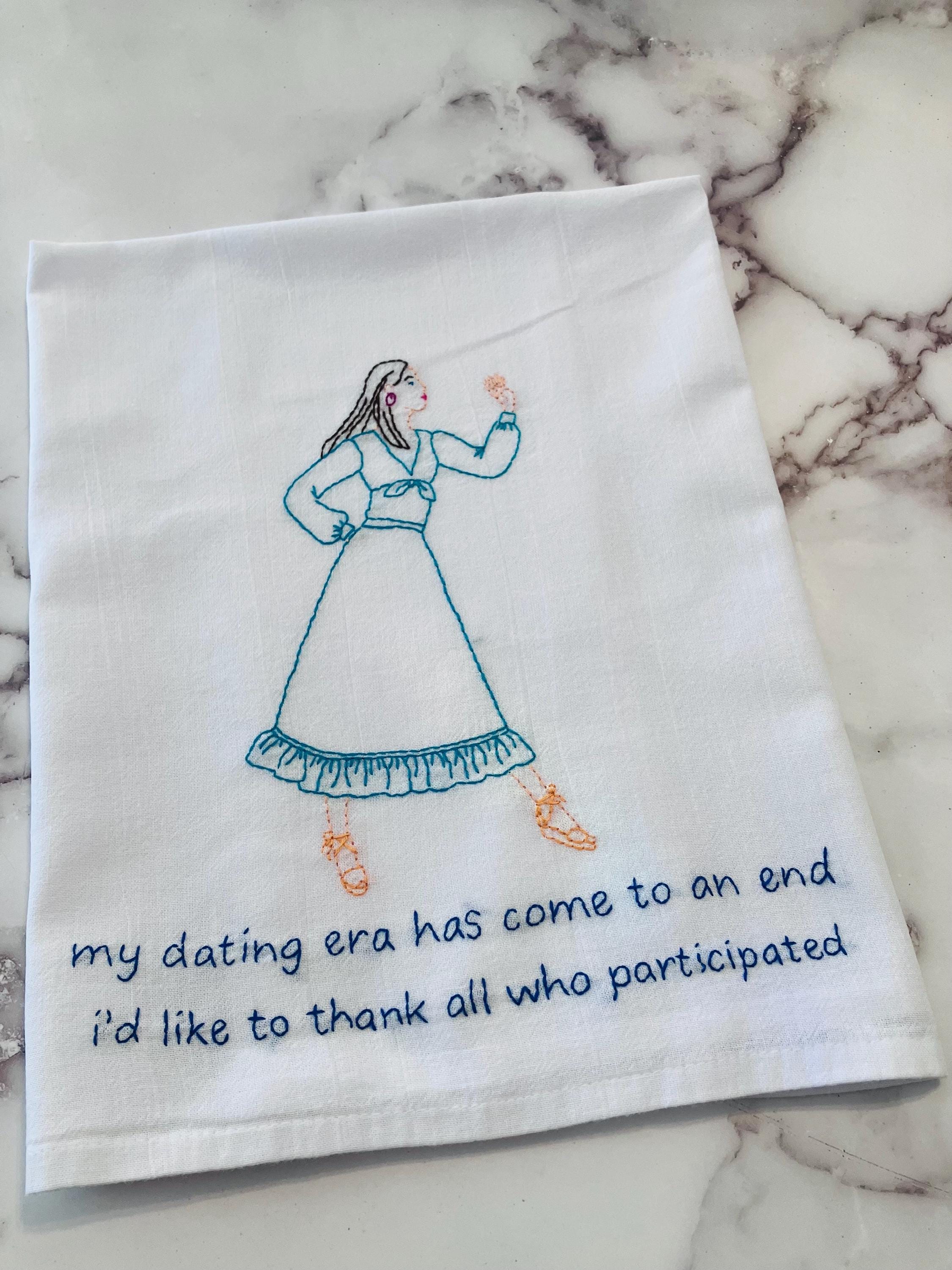I Refuse To Die Hand Embroidered Flour Sack Dish Towel - Thumbnail 4
