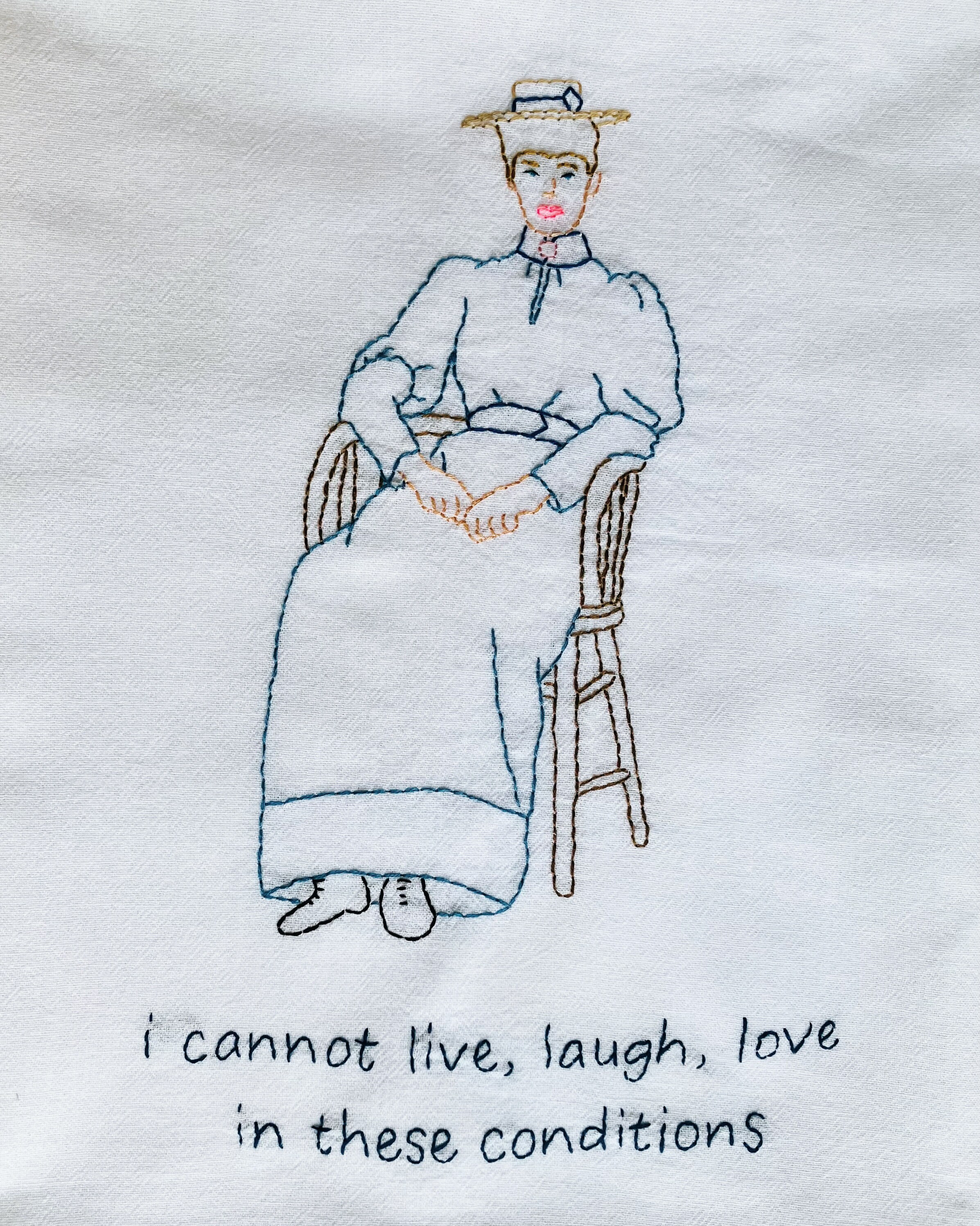 Live, Laugh, Love Hand Embroidered Flour Sack Dish Towel 28x28