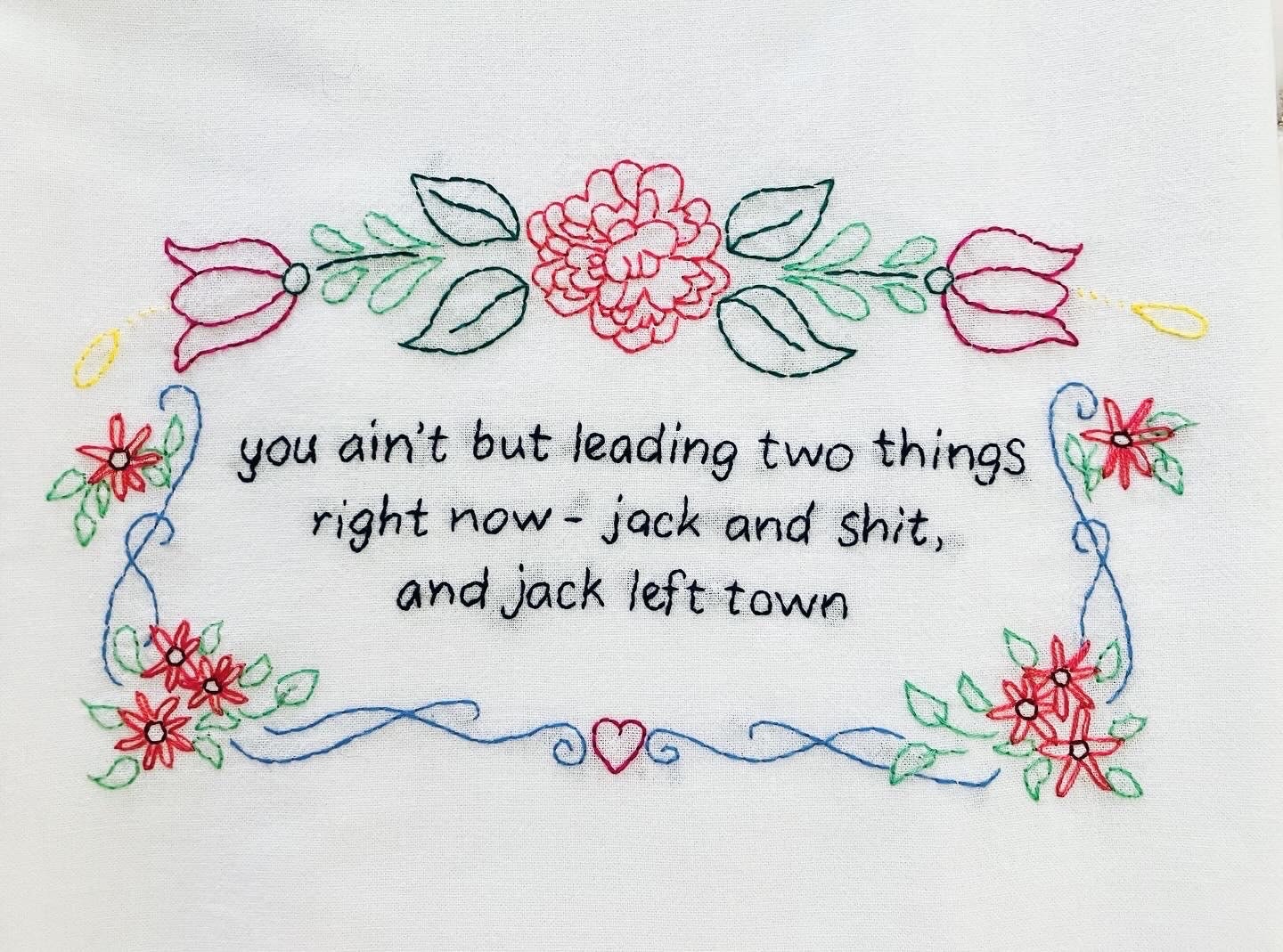 Jack Embroidered Flour Sack Dish Towel 28x28 - Thumbnail 2