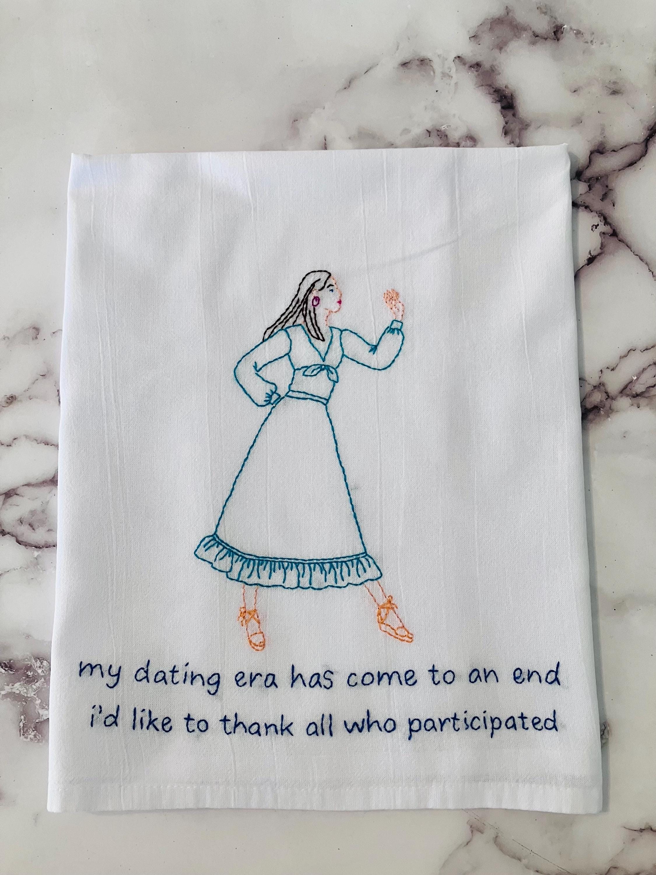 I Refuse To Die Hand Embroidered Flour Sack Dish Towel - Thumbnail 3