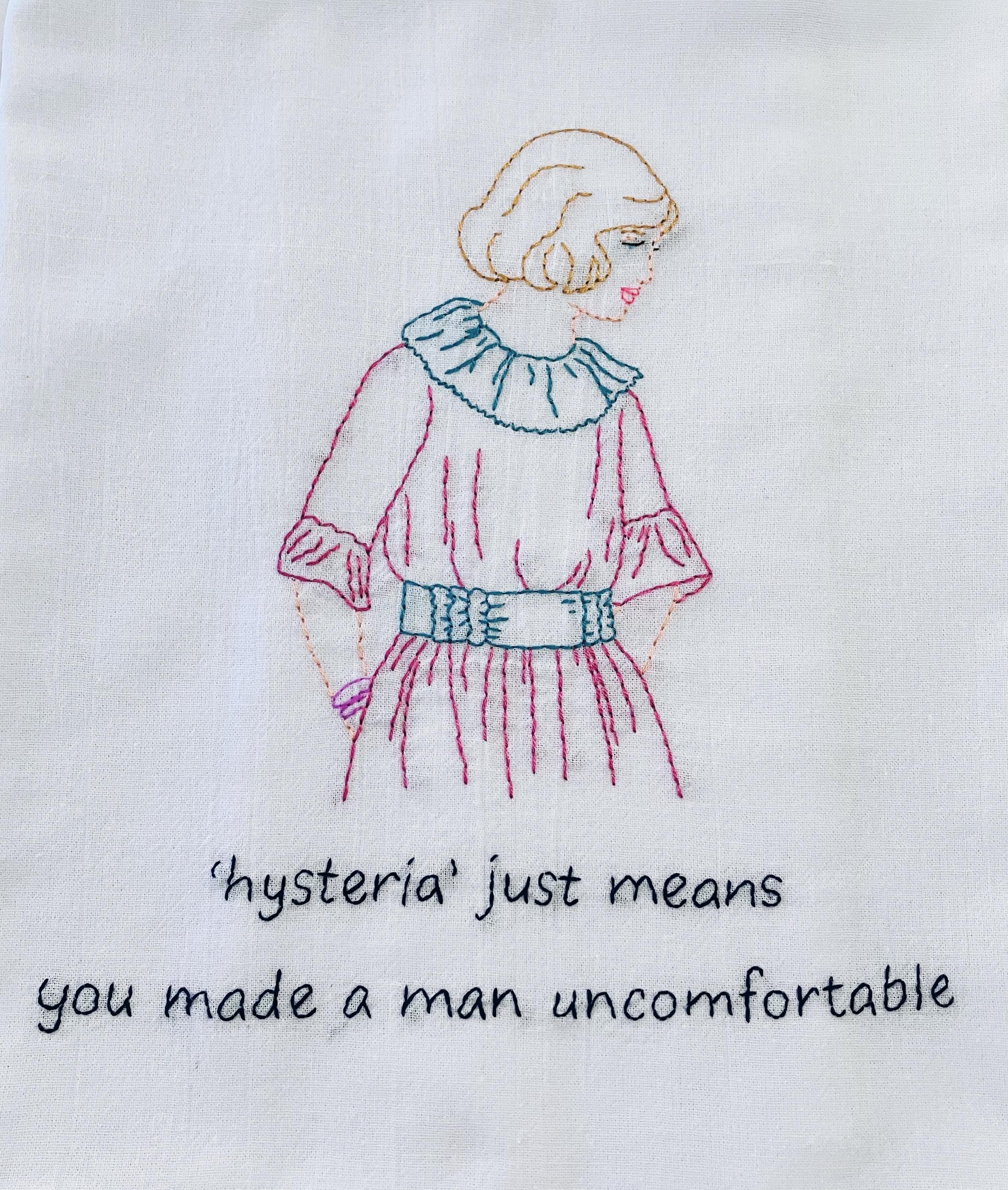 Hysteria Hand Embroidered Flour Sack Dish Towel - Thumbnail 2