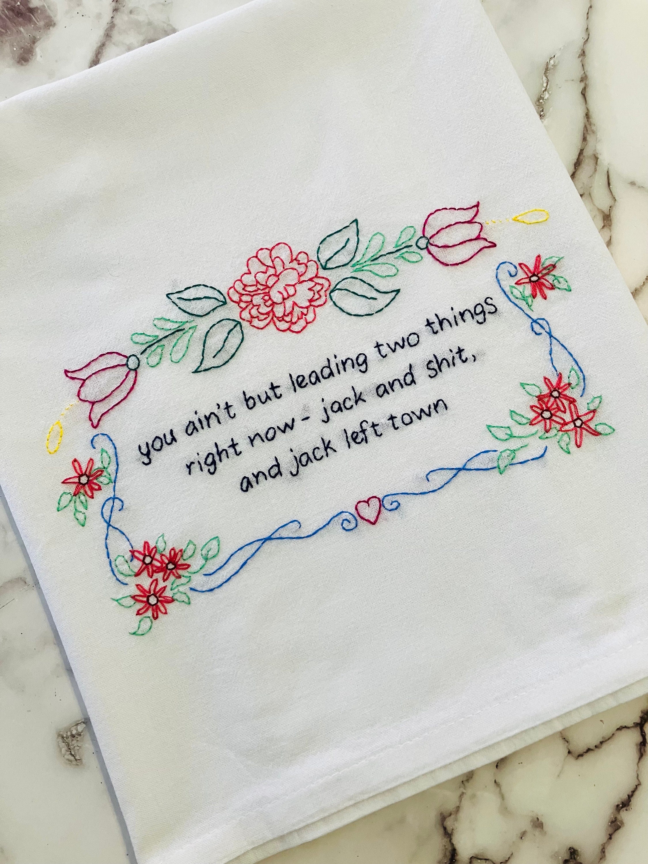 Jack Embroidered Flour Sack Dish Towel 28x28 - Thumbnail 3