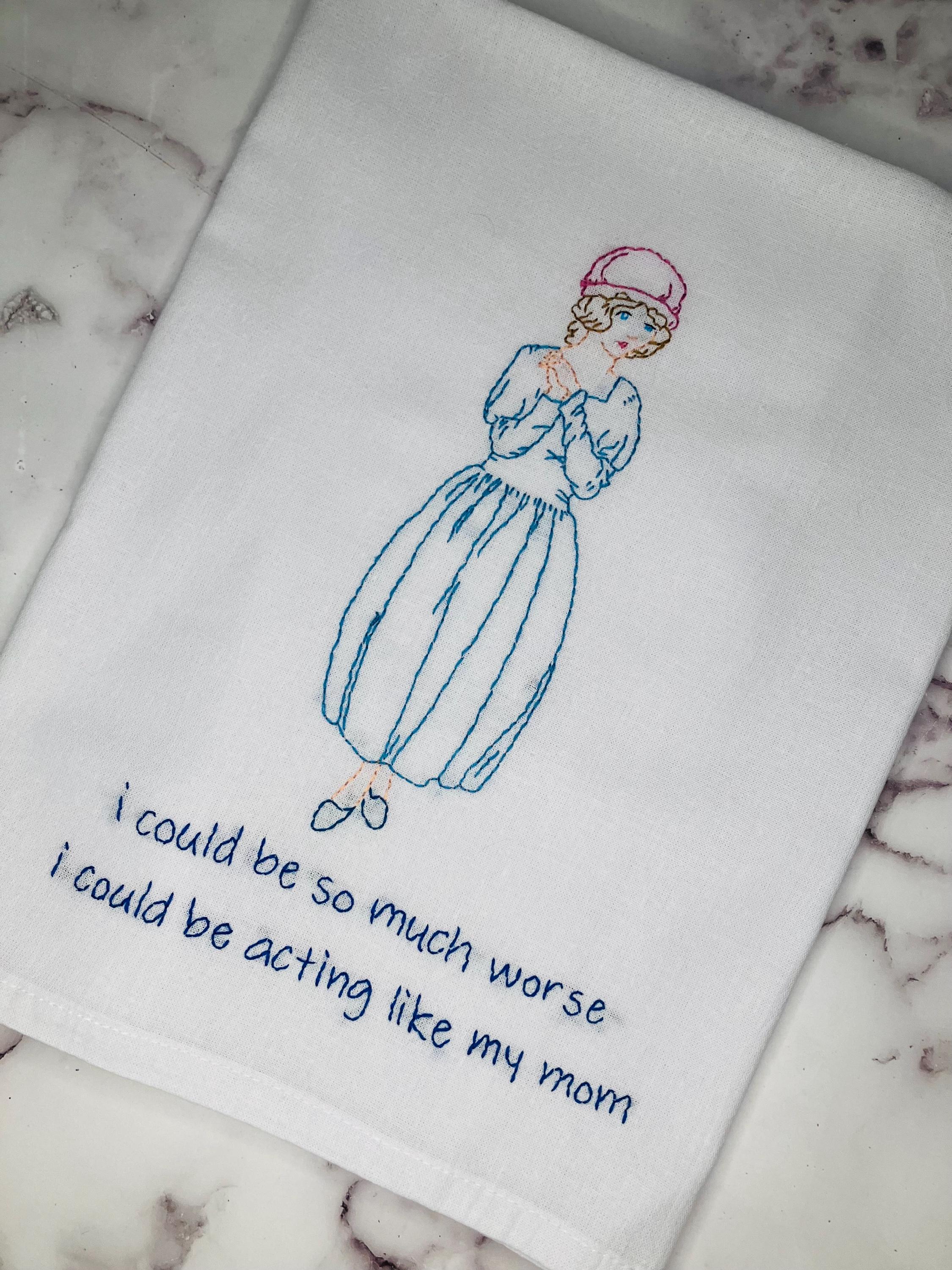 My Mother Hand Embroidered Flour Sack Dish Towel - Thumbnail 2