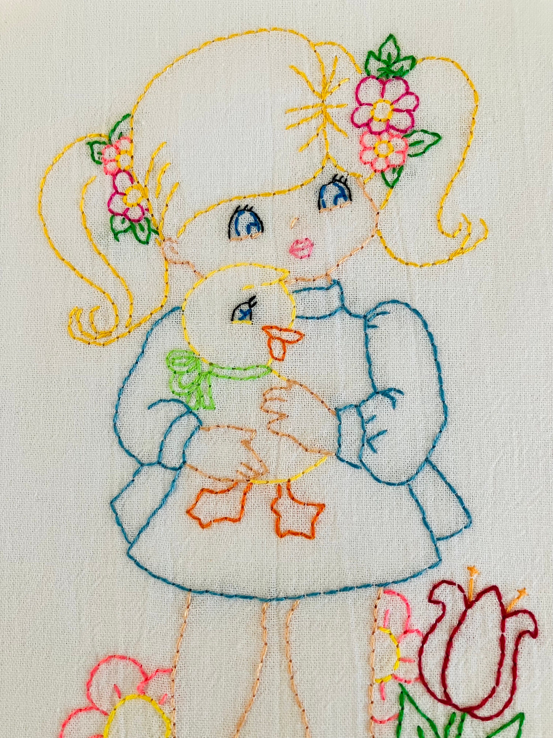 My Duck Hand Embroidered Flour Sack Dish Towel 28x28 - Thumbnail 3