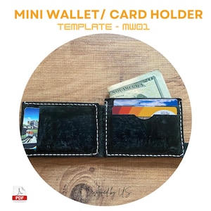 Leather Mini Wallet Pattern | Leather Card Holder Template | Compact Foldable Card Wallet PDF Pattern
