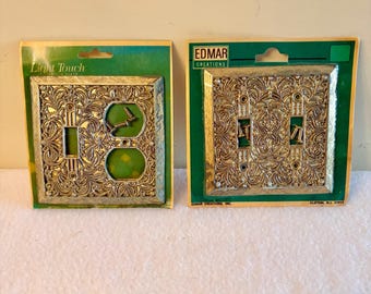 Set of Two Ornate Wall Plates. Vintage Switch Plate and Outlet Cover.