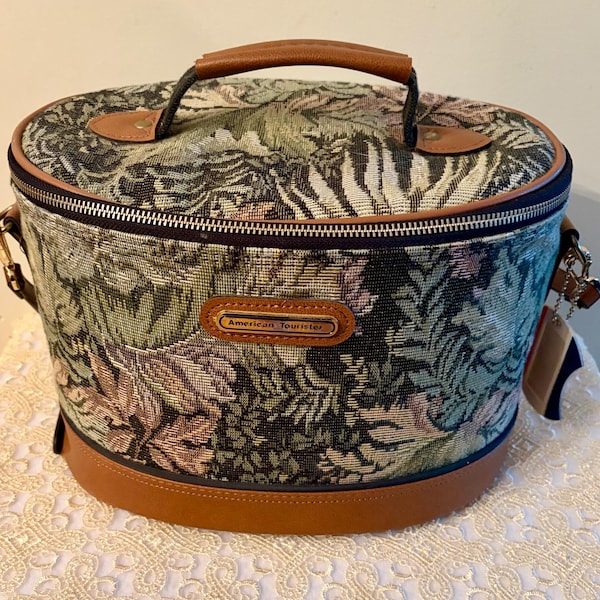 Vintage American Tourister Tapestry Travel Bag: Floral Fern Weekender Carry-On. Estate Sale Find. Vintage Travel Accessory.