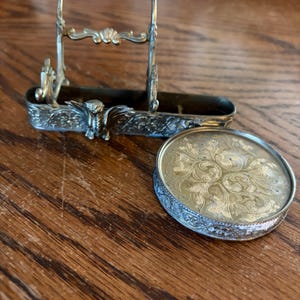 Vintage Goldtone Teacup Saucer Holder Stand: Ornate Floral Embossed Dragon Motif. Rare Find.
