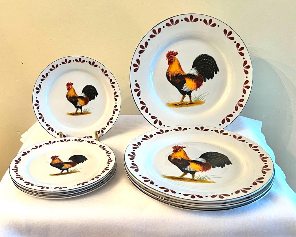 Todays Home Rooster Dinner and Dessert Plates/ Set of 4 Each / 1990's