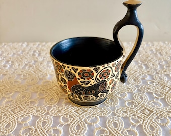 Museum Replica Ancient Greek Kantharos Drinking Vessel.