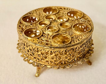 Vintage Gold Filigree Lipstick Holder. 6 and 5 Slot Vanity Organizer. Hollywood Regency.