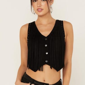 Goat Suede Western Fringe Vest - Women&#39;s Cowgirl Style