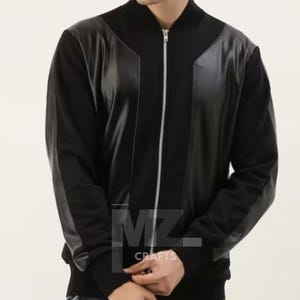 Chaqueta bomber de piel de vacuno auténtica negra para hombre, chaqueta bomber para hombre, chaqueta de invierno para hombre, chaqueta universitaria mcm, chaqueta de cartero para hombre,