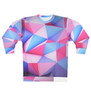 Pink Blue Geometric Triangle Pattern Sweatshirt | All-Over Print