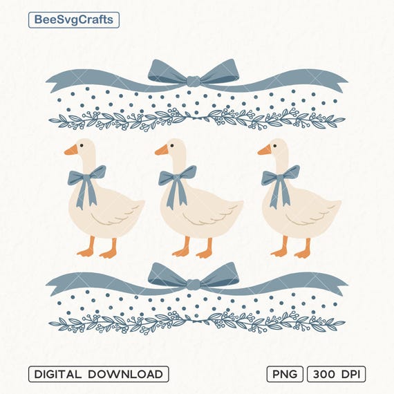 Vintage Blue Ribbon Goose Png, Retro Goose Sublimation, Cute 1980s Groovy Aesthetic Clipart, Goose Coquette, Ugly Sweater, Digital Download