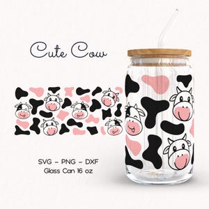 Baby Cow Glass Can Wrap, Cow Libbey Glass Svg, Baby Cow Glass Cup, 16oz Libbey Glass Wrap Svg, Print, Tumbler Wrap, Sublimation, Png, Svg