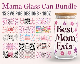 Mama Glass Can Svg Bundle, Mothers Day Glass Bundle, Libbey Glass Wrap Bundle, Mom Glass Cup Svg, Coffee Glass Wrap Svg, Libbey Bundle
