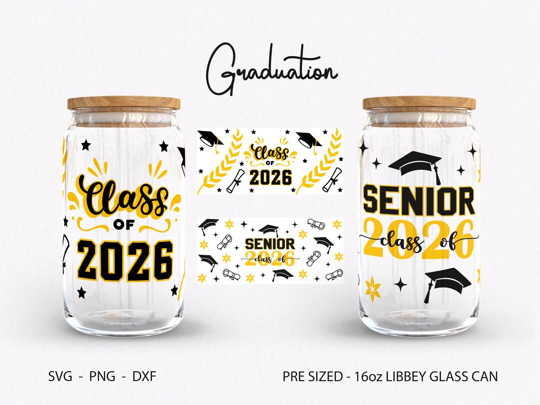 Senior 2026 Svg Wrap, Graduation Glass 2026, Class of 2026 Glass ...